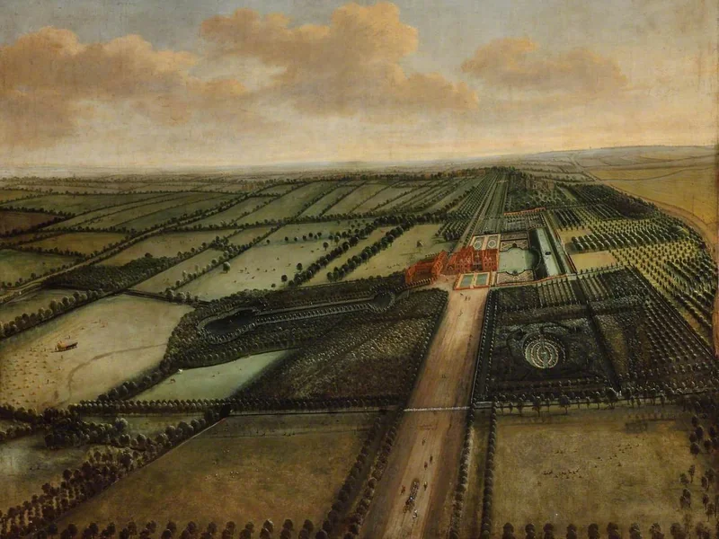 1650-Leonard Knyff - Una vista a volo d'uccello di Clandon